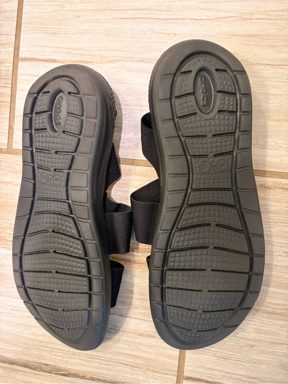 CROCS Black Elastic Strap Women's Sandals
